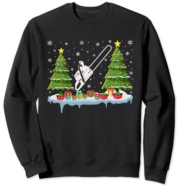 Chainsaw Xmas Tree Lighting Men Women Ugly Christmas Sweatshirt