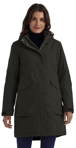 killtec Damen Parka/Mantel wasserdicht mit abzippbarer Kapuze Damen Funktionsparka, dunkeloliv, 44, 43284-000