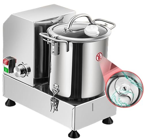 Procesador Alimentos,Picadora De Verduras Comercial, Picadora Carne 6L,Cortadora Verduras Multifuncional De Acero Inoxidable 1200W Para Carne,Ensalada,Salsas,Verduras,Frutas Y Frutos Secos,Silver