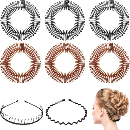 8 Stück Haarband, Schwarz Welle Stirnband, Zickzack Haarreif, Elastisches Haarreifen, teiliges Haarband, Haarreif, Rutschfestes Stirnband, Sport Haarreifen für Damen, Mädchen