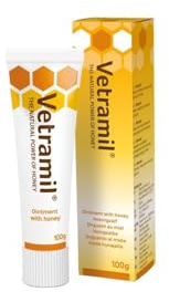 Generico Vetra-Mil 100g - Pomata a Base di Miele coadiuvante nella Riparazione tissutale di lesioni superficiali e Profonde di Animali Domestici e da Compagnia di Ogni Taglia