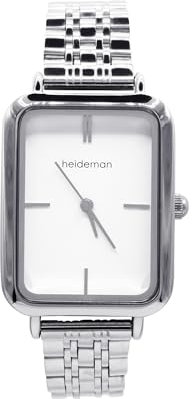 Heideman Klassische Damenuhr Merle Silber Gold farbend Bicolor - Rechteckiges Edelstahlgehäuse, weißes Zifferblatt, 3 ATM Wasserdichtigkeit - Stilvolle Armbanduhr für Frauen