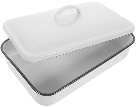 Gadpiparty Tray for Kitchen White 24x16cm Heat-Resistant Baking Pan Non-Stick Oven Tray Multifunctional Baking Dish Lid