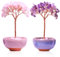 BORDEAG 2 Pièces Améthyste Cristal, Arbre De Vie Pierre Naturelle, Améthyste Et Aigue-Marine, Arbre De Vie Décoration pour Bureau, Table, Chambre (Violet + Rose)