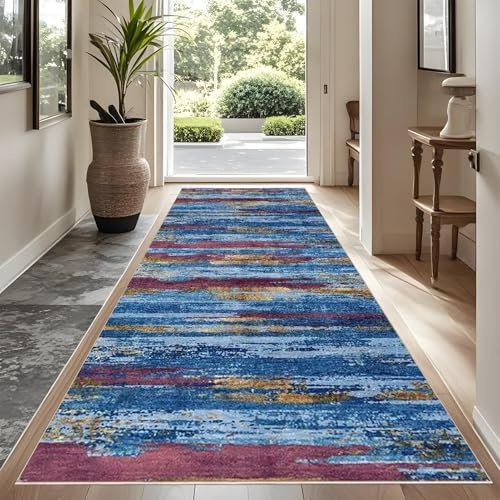 Rutschfeste Maschinenwaschbare Fußmatte 100 x 200 cm flurteppich läufer lang Flurteppich Wohnzimmer Teppich Küchenteppich Läufer für Eingang Küche Schlafzimmer Wohnzimmer, Schmutzfangmatte Innen