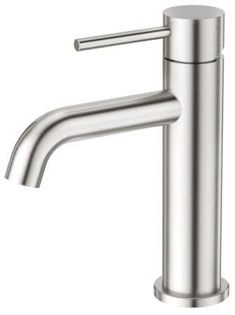 CREA Waschtischarmatur Bad für Waschbecken nur Kaltwasser, Waschtisch Armatur Wasserhahn Bad Waschbeckenarmatur Badarmatur, Edstahl Gebürstet