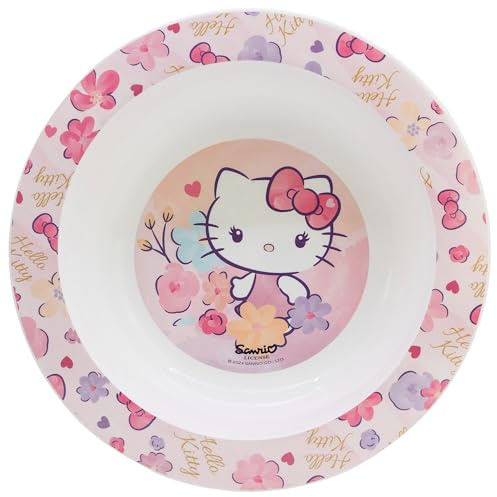 STOR Kinderschüssel Hello Kitty 1024ml - Mikrowellengeeignet, BPA-freier Kunststoff, Ergonomisches Design für Kinder