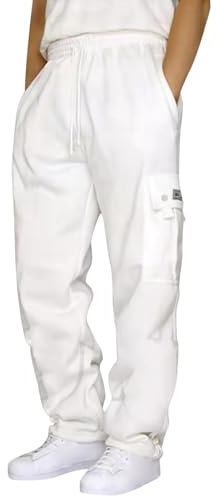 Pantalon Homme Grande Taille Jogging Pantalon Cargo Homme Casual Pantalon Survetement avec Poche Pantalons Leger Chic Vêtements Homme Commandes en Cours Blanc M