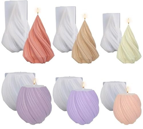 Unregelmäßige geometrische Welle rotierende Kerzenform, 3D rotierender Kegel, Silikon-Kerzenform, DIY-Harz, Seife, Basteln, Kerzenherstellungsform FüR Herstellung Von Kerzen Seife Wachs(Rotating Wave-