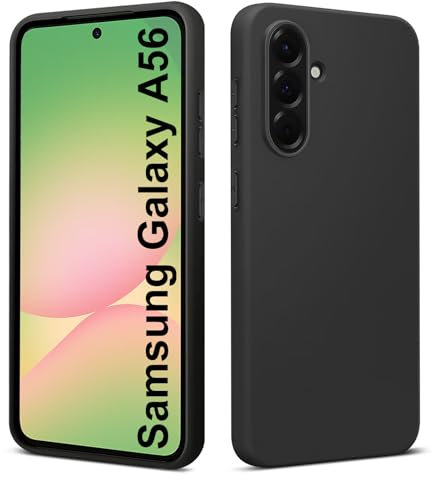 Elekpia Ultradünne Hülle für Samsung Galaxy A56 5G, Matt Schwarz weiche Silikon Handyhülle mit hautschmeichelnder Griffigkeit | Stoßfeste Anti-Fingerprint Schutzhülle Case