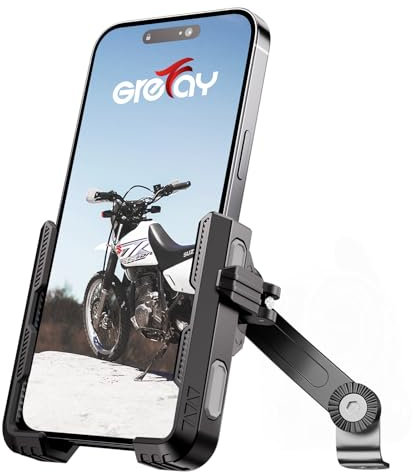 Grefay Supporto Telefono Moto [1S Sgancio Rapido] Supporto Telefono Specchietto Retrovisore Della Moto con Rotazione di 360 per Smartphone da 4.5-7 Pollici