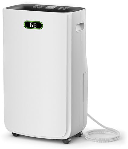 25L/Day Dehumidifier for Home – Ultra Quiet & Energy Efficient – Ideal for Bedroom, Basement, Bathroom – Auto Humidity Control – Continuous Drainage & Water Tank – Compact & Portable