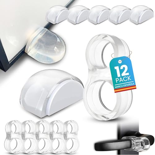 Topes para Puertas Suelo - Tope Puerta Silicona Transparente 12 Uds | Silicona antideslizante sin taladro: protege la pared y evita portazos