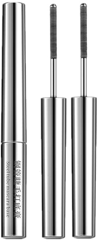 Extended Lash Mascara, Iron Wand Mascara Uk,Brushless Metal Wand Mascara Black Washable Metal Mascaras,Waterproof Long-Lasting 3D Curling Eyelash Iron Mascaras with No Flaking Clumping Smudging (2PCS)