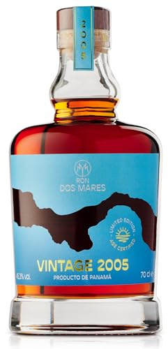 Ron Dos Mares Vintage 2005 | 19 Year Old Panama Rum | Tropical Aged in Ex-Bourbon Casks | Limited Edition Age-Certified | 45.3% ABV 70cl