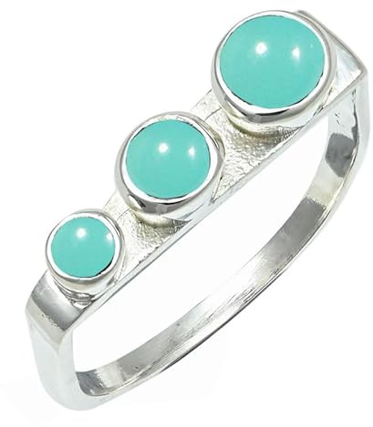 Aquamarin-Chalcedon Edelstein 925 Sterling Silber Stilvoller Handgefertigter Band Ring Geschenkartikel Herren und Damen Alle Größen Schmuck ERG1265CE29_(75 (23.9))