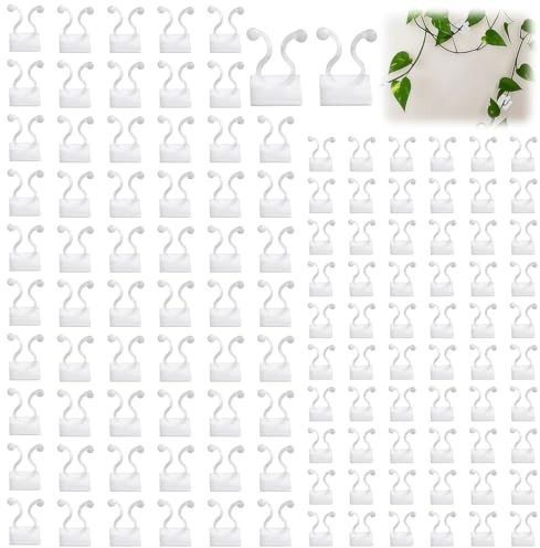QEAS 120 Pièces Clips de Fixation pour Plantes Grimpantes, Auto-adhésif Clip Mural Invisible, Attache Plante Grimpant, Plante Support Clips pour Support des Plantes de Jardinage, Blanc