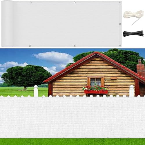 LIUNADM Brise Vue 80 x 460 cm Hdpe, Respirant, Vent, UV Résistant Filet D’Ombrage avec Attaches de Câble Œillets, Résistant Aux Déchirures pour Jardin, Balcon, Blanc
