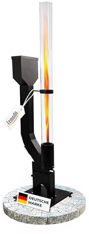 Lemodo Pelletfackel Prime XL, Feuersäule Outdoor mit Glasröhre, für Garten & Terrasse, für Holzpellets, stimmungsvolle Flamme, stilvoller Blickfang für gemütliche Abende (Prime XL)