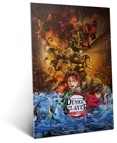 Displate Metall poster Demon Slayer Infinity Castle - The Final Größe L | Bilder Wanddeko Wohnzimmer & Schlafzimmer Wandbilder, Geschenk. Wandkunst mit Magnet-Befestigung, ohne Bohren.