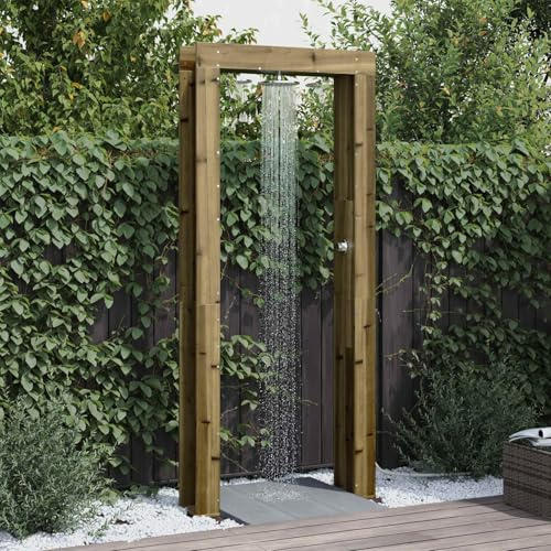 LoogCape Outdoor-Dusche 226 cm aus rostfreiem Stahl und imprägniertem Kiefernholz für Garten, Pool, Whirlpool, Spa, Jacuzzi, Planschbecken, Aufstellpool, wetterfest, höhenverstellbar, Drehkopf