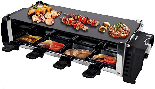 Syntrox Germany Design Glas Raclette Aarau mit Glas-Keramik Grillplatte für 8 Personen Grill