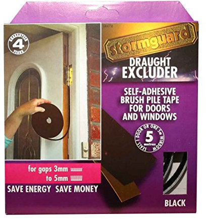 Black Brush Pile Draught excluder Weather proofing Seal self Adhesive by Stormguard