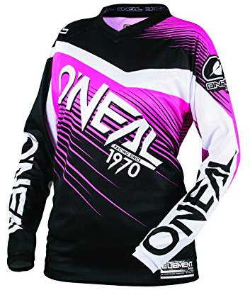 O'NEAL | Camicia Motocross Manica Lunga | MTB MX Mountainbike | Protezione Gomito Imbottita, Traspirante, Collo a V | Element Jersey RACEWEAR Donna | Donna | Nero Rosa | Taglia XL