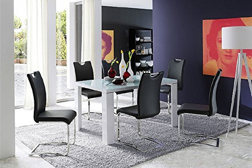 Schwingstuhl Solo 4er Stuhl Set, Freischwinger, schwarz, 42x47x46 cm