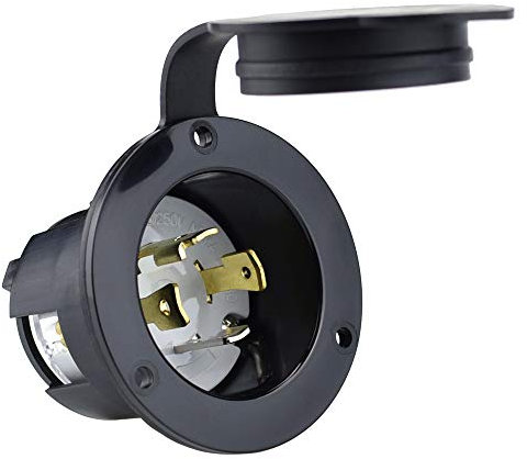 Cllena NEMA L14-30 Flanschgenerator Steckdose mit Abdeckung 30 Ampere 125/250V 7500W (schwarz)