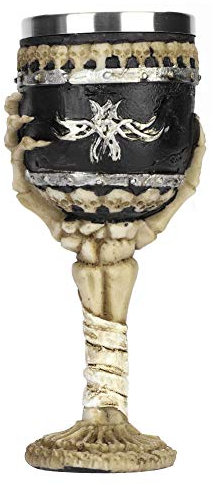 Qchomee Novelty Mug 3D Skull Bone Skeleton Goblet Large Tankard Stainless Steel Cup Grail Decorative Beer Coffee Cup Mug Wine Goblet New Year Gift for Party Bar Festival House Decoration