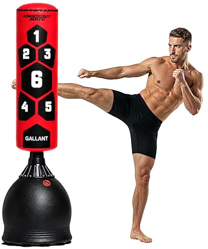 Gallant 5.5 Feet Heavy Boxing Bag Free Standing, Punch Bag, Punching Stand | Heavy Duty, Easy Set Up, Sand or Water Filled Base For Kickboxing MMA Martial Arts Muay Thai Home Gym Training Equipment