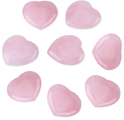 Hilitand 8 PCS Pierre de guérison en Quartz Rose sculptée en Forme de cœur, Pierre Semi-précieuse décorative