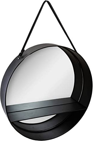 Atmosphera - Miroir étagère Ceinture Noir - métal D55 cm