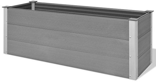 Tidyard Pflanzkasten WPC Pflanzkübel Garten Außenbereich Blumenkasten Hochbeet Unterseite Offen 30 mm Wandstärke 150 x 50 x 54 cm Grau