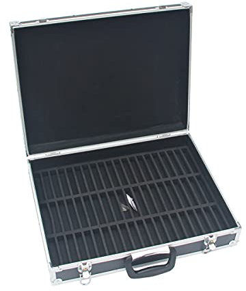 Koffer zur Aufbewahrung von 60 Kassetten, 47 x 37 x 10 cm - silber/schwarz