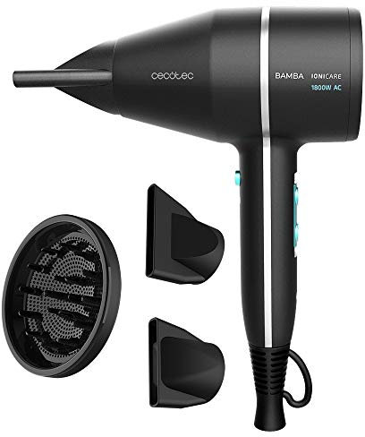 Cecotec Secador de pelo Ionico Bamba IoniCare 5500 PowerStyle, de diseño con motor AC, de gran caudal de aire, con iones reales, sistema Perfect Colour, con difusor y accesorios profesionales