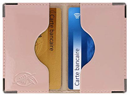 Color Pop® Etui 2 Cartes bancaires blindé (Anti-RFID) - Fabrication française - Protection des données bancaires (Old Rose - PVC Vernis) - 9,7 x 6,5 x 0,5 cm