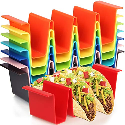 Youngever 8er Pack Taco Halter Ständer, Mehrweg Kunststoff Taco Halter Taco Rack, Taco Tray Hält Set mit 8 verschiedenen Farben (Rainbow)