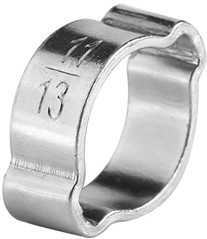 Hose Clamp, Zinc Plated Stainless Steel Two-Ear Hose Clamp 5-23mm for Fule Petrol Pipe Tube 10 Pcs Silver(11-13Mm)