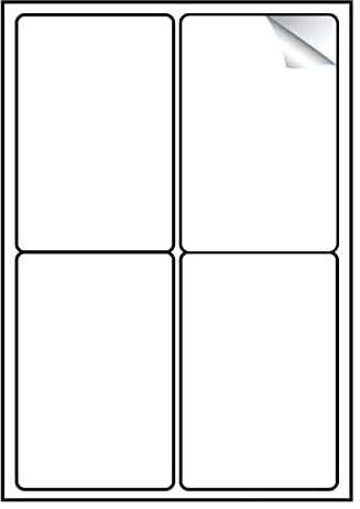 Adress-Etiketten, selbstklebend, für Tintenstrahldrucker, bedruckbar, A4, 99 x 139 mm, 25 Blatt