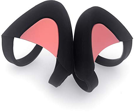 REEYEAR Cute Cat Ears Fits HypreX Cloud/Stinger/Cloud Flight Headsets, Universal Fit Lovely Kitty Adjustable Attachment Straps for Video Live Gaming Headphone, Black & Pink