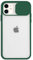 Mixroom - Cover Custodia per Apple iPhone 12 Protezione Fotocamera con finestrino Scorrevole in Silicone TPU Semi Trasparente Verde Scuro