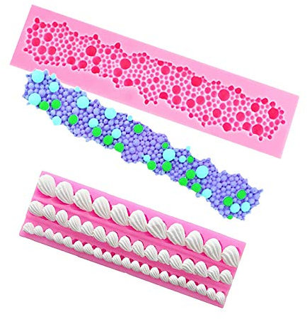 DIY Silikon Formen für Fondant Backen Kuchen Rand Dekorieren Fondant Formen Silikon Strickseil Perlen Fondant Form für Zucker Handwerk Kuchen Dekorieren Fondant Schokolade Kuchen Toppers 2 Stücke
