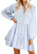 FANCYINN Mini robe droite ample avec poches, manches évasées, ourlet à volants et col en V - Jolie tunique fluide pour femme, Taille S