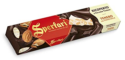 Sperlari - Torrone Tenero alla Mandorla Ricoperto di Cioccolato Fondente, Senza Glutine - 200 gr