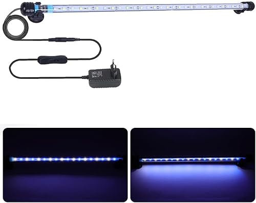 VARMHUS LED 18-112 cm für Fisch Tank Aquarium Leuchte Wasserdicht Aquarium Aquarium Beleuchtung, Lampe Stecker EU Unterwasser LED-Lichtbalken (Weiß und Blau, 57 cm)