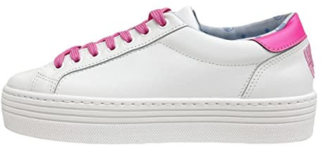 CHIARA FERRAGNI COLLECTION CF2917 Damen-Sneaker aus Leder, Farbe: Weiß mit Einsätzen, Rosa, Fuchsia mit Logo, Weiß, 39 EU