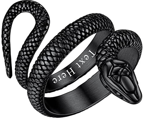 ChainsHouse personalisierter Fingerring für Herren Männer Punk Retro Schlangenring Gotic Snake Ring mit Geschenkebox für Halloween Valentinstag