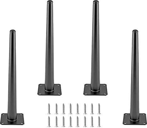 Cjueiom Lot de 4 pieds de meubles droits noirs de 30 cm, pieds de canapé du milieu du siècle, pieds de table basse, pieds de chaise coniques en métal pour placard, ottomane